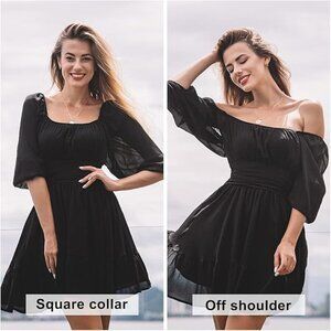 Lantern Sleeve Tie Back Dress Ruffle Dress